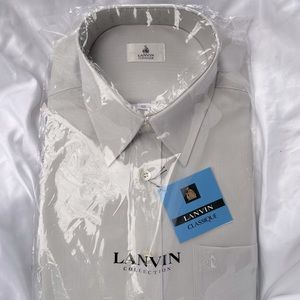LANVIN NOS New Old Stock Classique Men’s Dress Shirt 105 Off White / Grey Logo